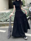 Large-Size White Half-Dress Women's A-Shaped Skirt In The Long Umbrella Skirt Autumn Small Tall Waist Thin Skirt