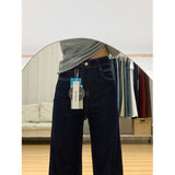 Hong Kong Style Lazy Style Design With Velvet Trumpet Jeans Women 2025 Autumn And Winter Small High Waist Thick Thick Pants