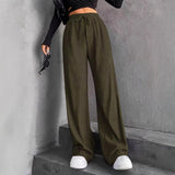 New Hanging Mop High-Waisted Trousers Loose Temperament Straight Women's Niche Design Solid Color Trousers