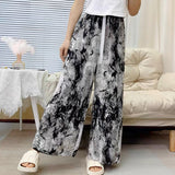 2025 High-End Cotton Pyjamas Ladies Summer Thin Artificial Silk Home Leisure Long Trousers Straight Can Be Worn Outside