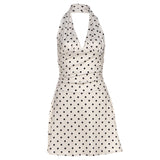 2025 Summer Fashion New Women's Fashion French Sexy Hanging Back Wave Print Design Feel Waist Dress