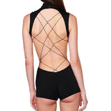 2025 Summer Fashion Trend Women's New Round Collar Hollow Repair Body Pick-Up Full-Body Jump-Up Band Pants