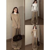 MARIE.COCO Old Money Style Wearing Long-Sleeved Wool Coat Autumn And Winter Lace Bottoming Sleeves Sleeves Three Sets