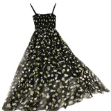 Net Yarn Girl Small French 2025 Folding Dress Slings Super Fairy Waist Thin Dress New Retro Daisies Summer