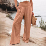 2025 New Spring Women's Casual Cotton Lint Comfortable Mid-Rise Trousers Women