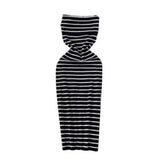 Hottie Thoracic Striped Knitted Dress Elastic Slimming Temperament High-End Ass Skirt