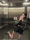 Vintage Heavy Industry Pu Leather Jacket Autumn Sweet Cool Hot Babes Oversize Premium Locomotive Jacket