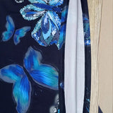 Fashion New Summer Dress Female Butterfly Print V-Necked Long Dress