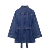 Women's Clothing 2025 Spring New Women's Waist Strap To The Waist Collar Denim Coat