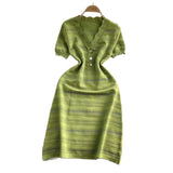 Chic Stunning Green Dress Woman 2025 Summer New French High-End Temperament Knitted Dress