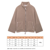 2025 Women's Autumn And Winter Fashion Colliding Splicing Lead Resin Zipper To Keep Warm Imitation Lamb Jacket