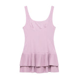 Women's Trouser Dress 2025 Spring-Less Sleeveless Folding Double-Layer Hem Repair Miniskirt