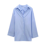 Women's Clothing 2025 Spring New Temperament Fashion Back Folding Loose Long-Sleeved Casual Shirt