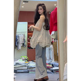 2025 Summer New Korean Temperament Wearing Lotus Side Hem Slings And Wearing Thin Jeans Two Sets