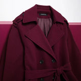 2025 Women's Autumn Classic New Double Buckle Belt Long Hair Coat