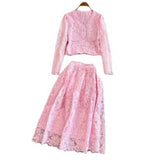 Exquisite Two Sets Of Femininity Famous Lady Light Luxury Thin Lace Embroidery Nail Studded Dress Skirt 0415