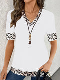 New Elegant Color Print V-Neck Short-Sleeved Top Summer Women's Clothing