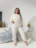 Fashion Women's New Wish Plush Round Collar Casual Long-Sleeved Pants Two Sets
