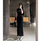 Design-Sense Dress Women's New French Temperament Round-Neck Short-Sleeves Long-Sleeved Baggage Dresses For Women's 2025 Summer