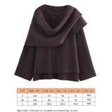 2025 Winter New Women Equipped With Scarf Long-Sleeved Blended Coat Loose Temperament Coat