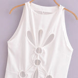 Sexy Hollow Design Short Dress 2025 Summer Vest Sleeveless Mini Dress Woman