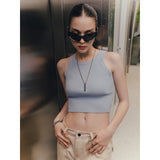 Knitted Vest Women 2025 Summer Solid Color Repair Thread Inside The Top Wearing Short Y2K Vest