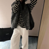 White Vertical Striped High-Waisted Straight Slacks Women's New Autumn Loose-Render Feeling With Thin Broad Legs Long Trousers