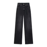 Spring 2025 New Women's Retro Casual High-Waist Wide-Legged Jeans Women