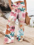 2025 Spring And Summer New Four Seasons Of Leisure Wide Leg Trousers Print Burst Loose Trousers Women