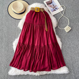 White Half-Dress Women's Dress 2025 Summer Small Medium Long Leisure High-Rise Thin Thong Ponve Cake Skirt