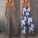Explosion 2025 Summer Large-Size Women's Clothing Casual Sleeveless Loose Broad-Legged Jumpsuit
