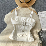 Vintage Sexy Hottie Metal Buckle Sling Sling Small Vest Woman Autumn Bun Bun
