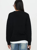 2025 New Women's Knitted Round Collar Loose Top Fashion Cherry Languid Long-Sleeved Sweater