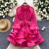 French High-End Heavy Industry Diamond Lotus Leaf Dress Girl Spring Strapped Temperament Lace Pavity