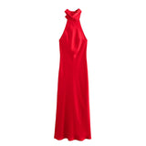 Autumn 2025 New Dress Women's High-End Bare Back Hanging Neck French Elegance
