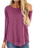 Women's Clothing 2025 Autumn And Winter Round Collar Long-Sleeved T-Shirt Solid Color Loose Top Before The Short And Rear Long Tuxedo Women's T