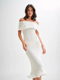 New Women's Fashion Word-To-Shoulder Sexless Sleeveless Plain Knitted Dress