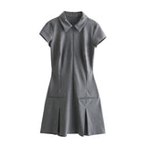 Dress New Collar Short-Sleeved 2025 Shirt Skirt Fashion Spring Fashion Pure Color