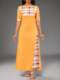 A Large Number Of 2025 New Dress Burst Round Collar Bump Color Sleeve Irregular Long Dress