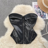 Vintage Locomotive Pure Hot Girl Breast Vest Autumn Zipper Short Design Sense Niche Beautiful Blouse Tide