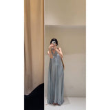 French Cool Temperament V-Neck Dyed Hanging Neck Dress Loose Thin Sleeveless Sleeveless Sling Skirt