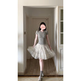 Summer Design Sense Niche Thin Top Three-Dimensional Layer Sense Mesh Dress High-Rise Suit
