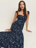 2025 New Women's Fashion Elegant French Vintage Flower Printed Dress