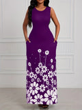 2025 Summer New Fashion Sleeveless Print Loose Round Collar Simple Temperament Dress