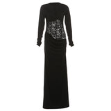 New Women's Solid-Colored Sexy Round-Neck Lace-Up Lace-Up Dress In Autumn/Winter 2025