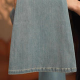Light Blue Water Wash Plus Velvet Thickened Micro-Tipped Jeans Women's Autumn And Winter High Waist Slim Slimming Horseshoes Long Trousers