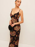 Autumn/Winter 2025 New Sling Print V-Necked Trousers Short-Sleeved Women's Waist French Jumpsuit