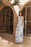 2025 Fashion Flax Print Sexy Dew-Back Bow Tie With Dress