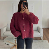 Autumn/Winter 2025 Women's Comfortable Casual Solid-Colored Knitted Shirt Jacket