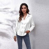 Colored Shirt Women's Denswear Simulation Silk Long-Sleeved Shirt New Women's Clothing